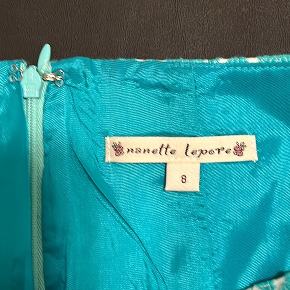 Nanette Lepore Tapestry Teal Marble Cotton & Silk Flare Skirt EUC Size 8 - Picture 3 of 5